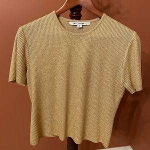St John gold metallic tee, size S